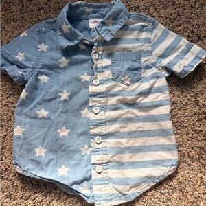 Blue and White Star Striped Shirt 12 Months